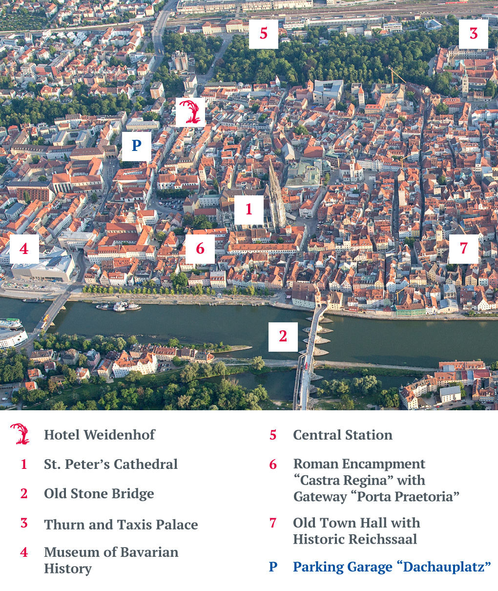 Lage und Umgebung des Hotels Weidenhof in Regensburg